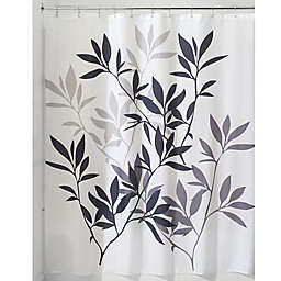 iDesign® 72-Inch x 72-Inch Leaves Fabric Shower Curtain in Black