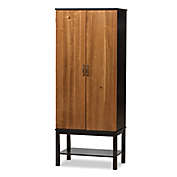 Baxton Studio Marya 2-Tone Wood Wine Cabinet in Dark Brown/Walnut