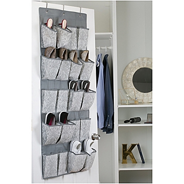 Laura Ashley&reg; 20-Pocket Over-the-Door Hanging Shoe Organizer in Grey. View a larger version of this product image.