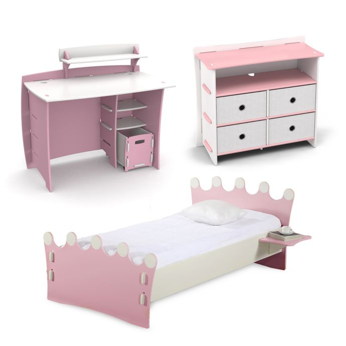 Legare Princess Kids Furniture Collection In Pink White Bed