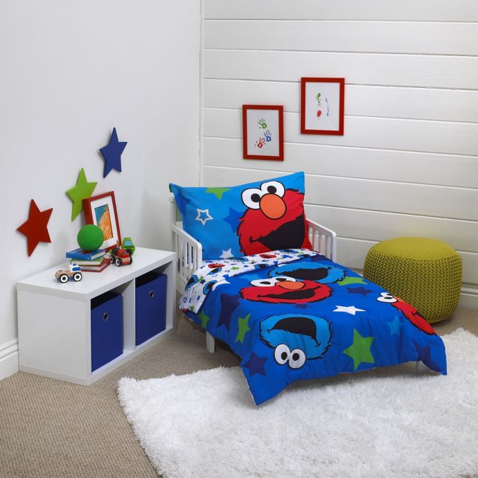 Sesame Street Awsome Buds 4 Piece Toddler Bedding Set Buybuy Baby