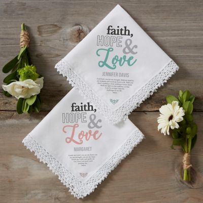 Faith, Hope & Love Personalized Handkerchief