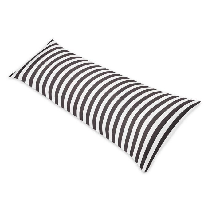 Sweet Jojo Designs Paris Striped Body Pillowcase In Black White