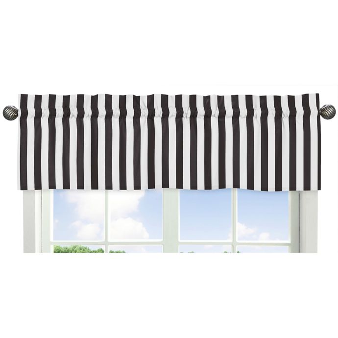 Sweet Jojo Designs Paris Striped Window Valance In Black White