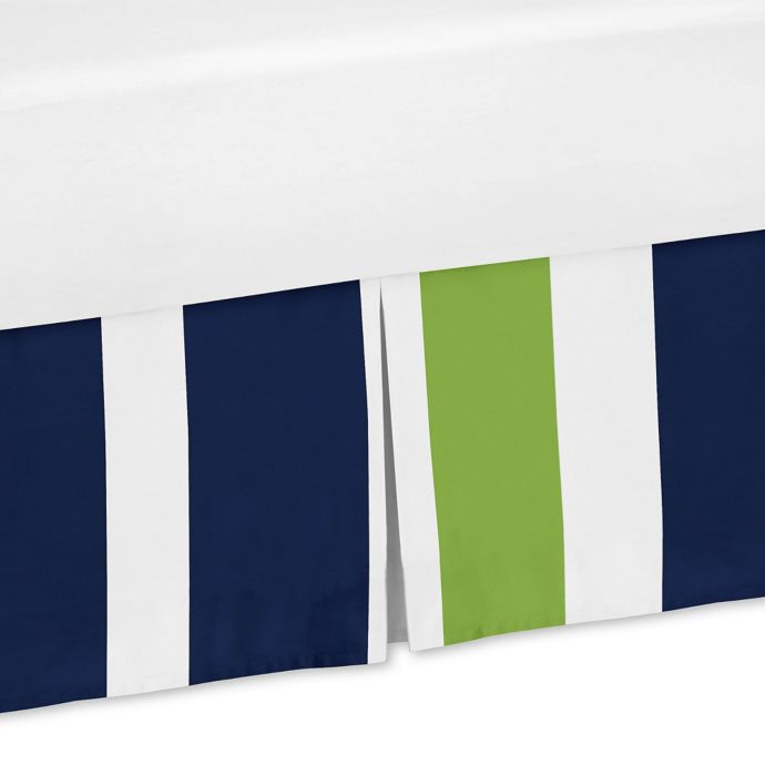 Sweet Jojo Designs Navy And Lime Stripe Crib Skirt Bed Bath Beyond