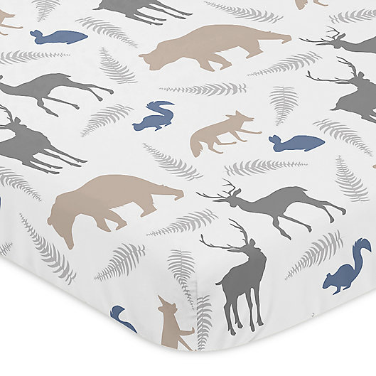 Alternate image 1 for Sweet Jojo Designs Woodland Animals Fitted Mini-Crib Sheet