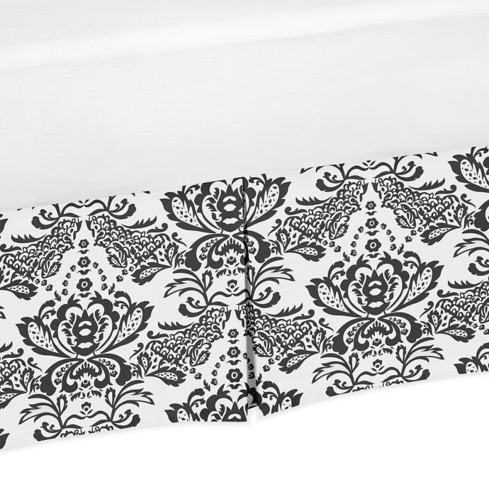 Sweet Jojo Designs Sophia Damask Print Crib Skirt In Black White