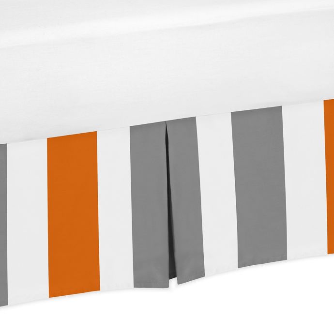 Sweet Jojo Designs Grey And Orange Stripe Crib Skirt Buybuy Baby