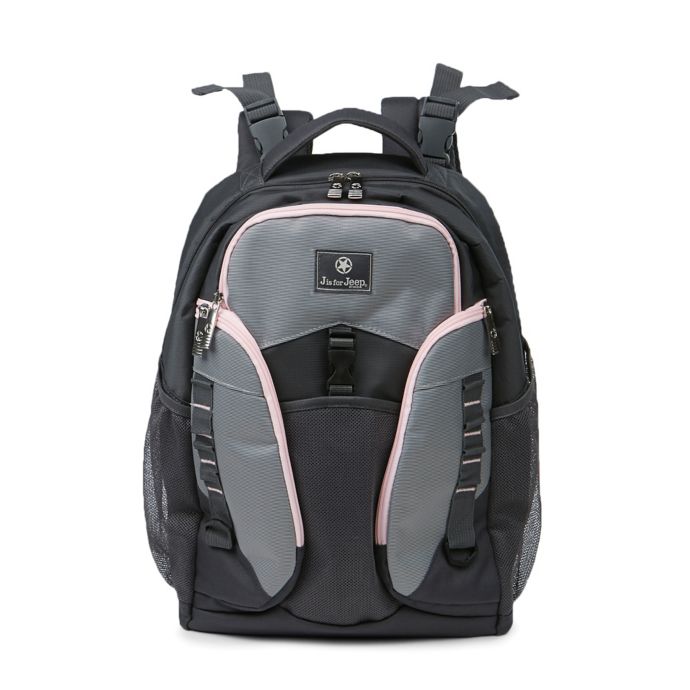 J is for Jeep® Adventures Backpack Diaper Bag in Grey/Pink buybuy BABY