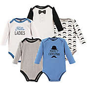 Hudson Baby&reg; Size 0-3M 5-Pack Gentleman Long Sleeve Bodysuits in Blue/White