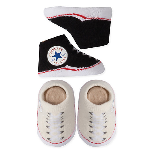 Alternate image 1 for Converse Size 0-6M 2-Pack Chuck Booties in Black