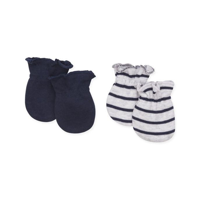 Petit Lem™ 2Piece Newborn Mittens Set in Navy/Grey Bed Bath and