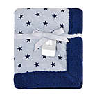 Alternate image 1 for Just Born&reg; Plush Star Blanket in Navy/Heather Grey