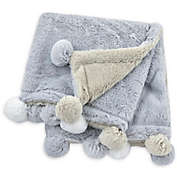 Just Born&reg; Pom-Pom Plush Blanket in Grey