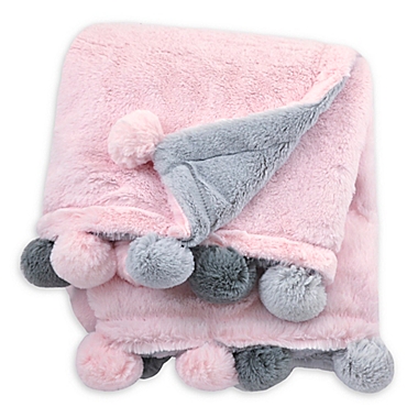 Just Born&reg; Pom-Pom Plush Blanket in Pink. View a larger version of this product image.