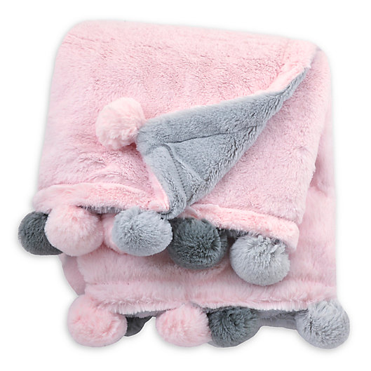 Alternate image 1 for Just Born® Pom-Pom Plush Blanket in Pink