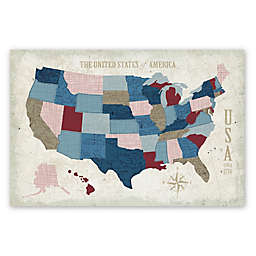 Courtside Market USA Vintage Map 24-Inch x 36-Inch Canvas Wall Art