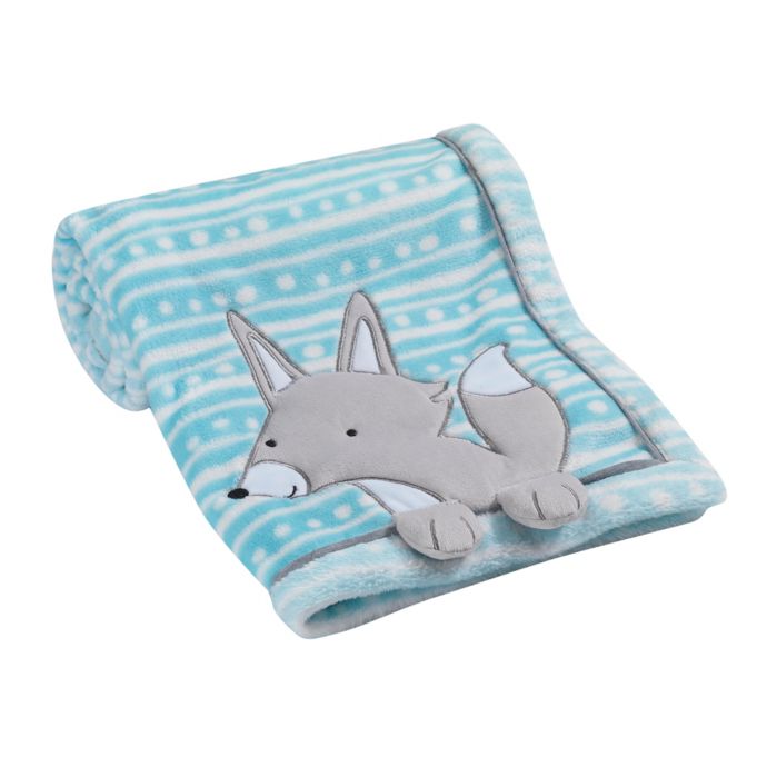 Lambs & Ivy® Fox Appliqued Blanket in Teal Bed Bath and Beyond Canada
