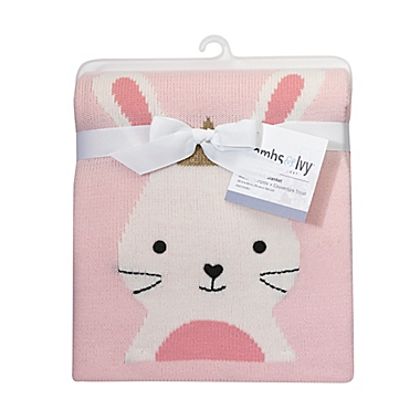 Lambs &amp; Ivy&reg; Bunny Jacquard Knit Blanket in Pink/White. View a larger version of this product image.