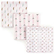 Luvable Friends&reg; Feather 3-Pack Flannel Receiving Blankets in Pink