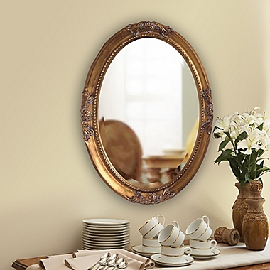Howard Elliott&reg; 33-Inch x 25-Inch Oval Queen Ann Mirror in Antique Gold. View a larger version of this product image.