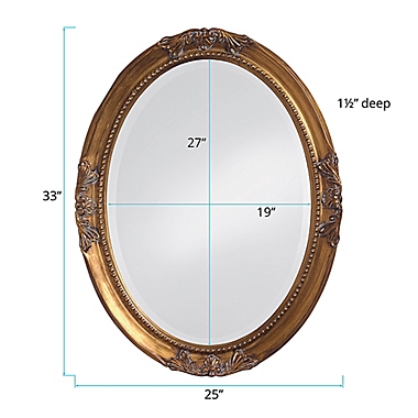 Howard Elliott&reg; 33-Inch x 25-Inch Oval Queen Ann Mirror in Antique Gold. View a larger version of this product image.