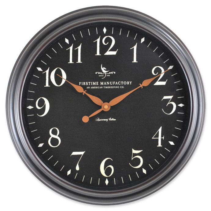 FirsTime® 17.5Inch Belmont Round Wall Clock in Black Bed Bath and