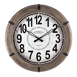 FirsTime® 14-Inch Modern Rustic Round Wall Clock in Wood