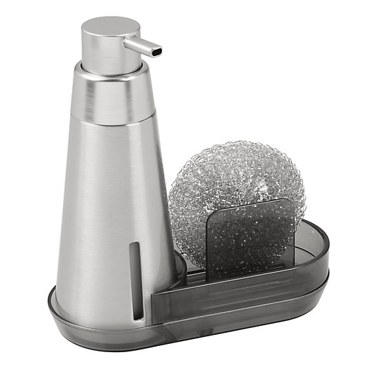 Alternate image 1 for InterDesign Soap Pump Dispenser Caddy in Brushed Stainless Steel