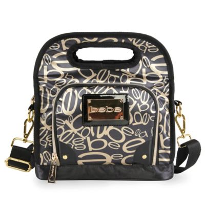 black and gold lunch bag