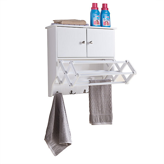 Alternate image 1 for Danya B. Accordion Drying Rack with Cabinet in White