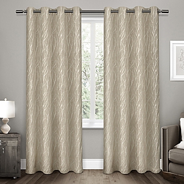 Forest Hill 108-Inch Grommet Top Room Darkening Window Curtain Panels in Natural (Set of 2). View a larger version of this product image.