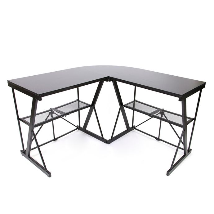 Origami Corner Computer Desk In Black Bed Bath Beyond