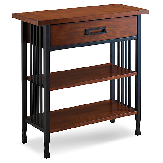 Alternate image 1 for Leick Home Ironcraft Foyer Bookcase with Drawer Storage in Oak