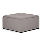 Alternate image 0 for Simpli Home Avalon Linen Look Fabric Square Coffee Table Storage Ottoman in Cloud Grey