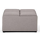 Alternate image 5 for Simpli Home Avalon Linen Look Fabric Square Coffee Table Storage Ottoman in Cloud Grey