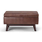 Alternate image 1 for Simpli Home Owen Faux Leather Coffee Table Storage Ottoman in Distressed Saddle Brown