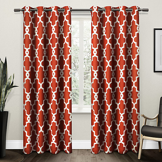 Alternate image 1 for Ironwork 96-Inch Grommet Top Room Darkening Window Curtain Panels in Orange (Set of 2)