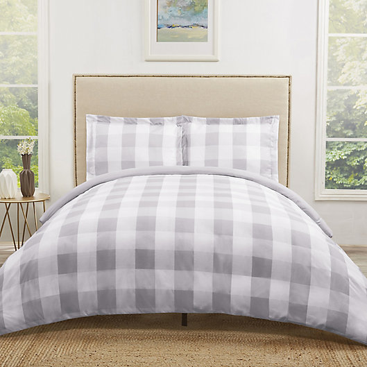 Alternate image 1 for Truly Soft Everyday Buffalo Plaid Twin XL Duvet Cover Set in Grey