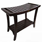 Alternate image 1 for EcoDecors&trade; Harmony 30-Inch Extended Teak Shower Bench with Shelf and Arms in Brown