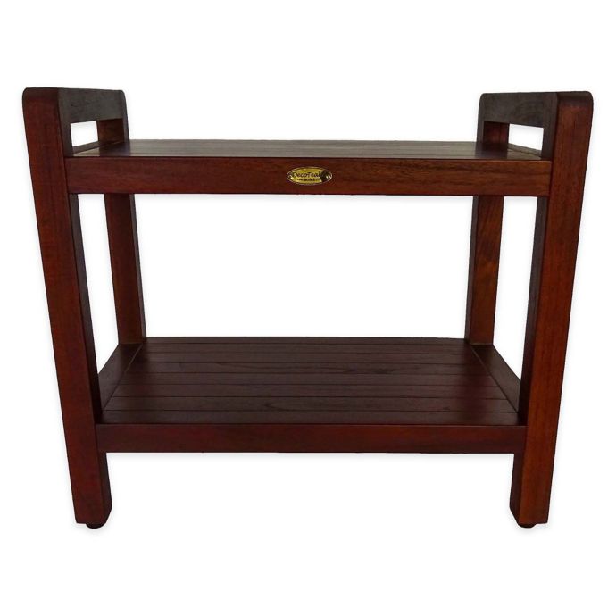 EcoDecors™ Classic 24 Inch Teak Shower Bench With Shelf