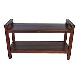 EcoDecors™ Classic Extended 35-Inch Teak Shower Bench with Shelf and Arms in Natural