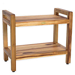 EcoDecors™ Classic 24-Inch Teak Shower Bench with Shelf and Arms in Natural