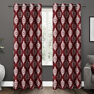 Medallion 96-Inch Grommet Top Room Darkening Window Curtain Panels in Burgundy (Set of 2). View a larger version of this product image.