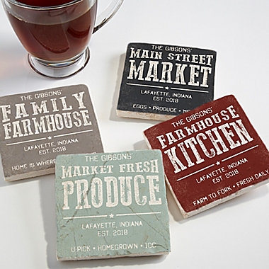 Farmhouse Inspirited Stone Coasters (Set of 4). View a larger version of this product image.