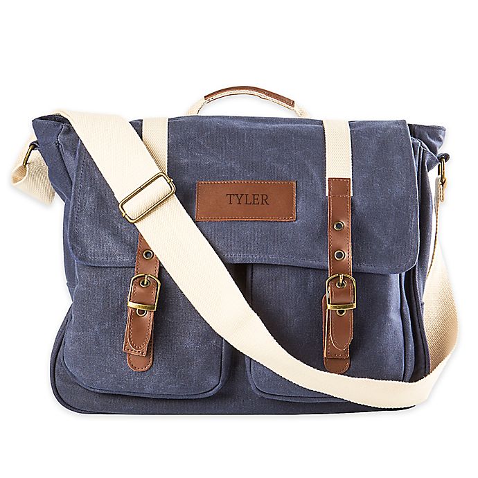 Cathy&#39;s Concepts Waxed Canvas and Leather Messenger Bag | Bed Bath & Beyond