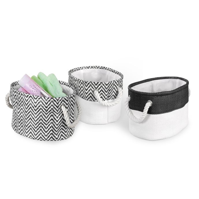 Bintopia 3-Pack Chevron Storage Bins | Bed Bath & Beyond