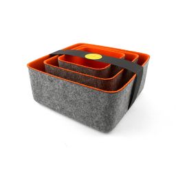Three by Three Seattle® Felt-Like-It! 3-Piece Drawer Organizer Bin Set in Grey/Orange