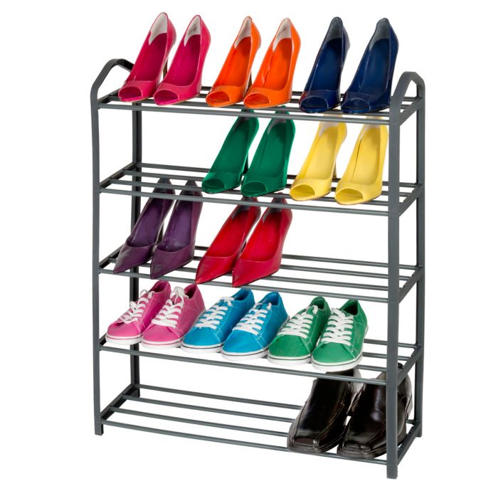 Smart Design 15Pair 5Tier Shoe Rack in Grey Bed Bath and Beyond Canada