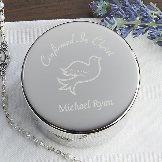 Alternate image 1 for Confirmation Engraved Rosary Case in Silver